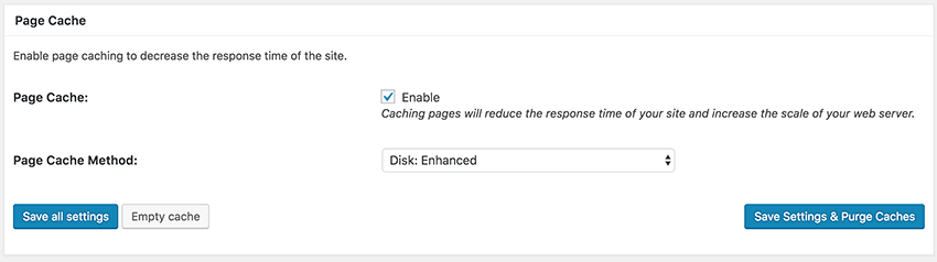 W3 Total Cache - General settings - Page cache
