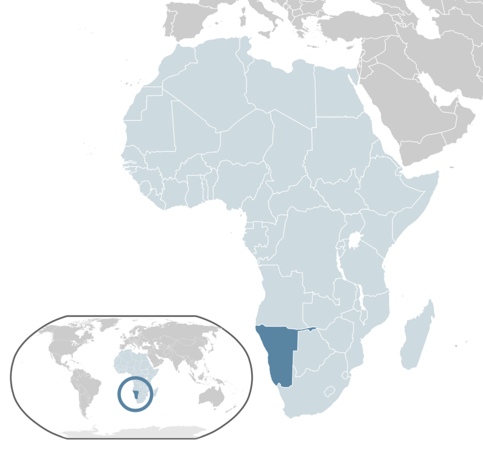 Położenie Namibii w Afryce
